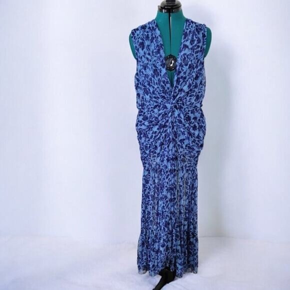 Misa Los Angeles Ava Blue Dress in Goa Floral Mesh - Size‎ Large - Picture 2 of 10